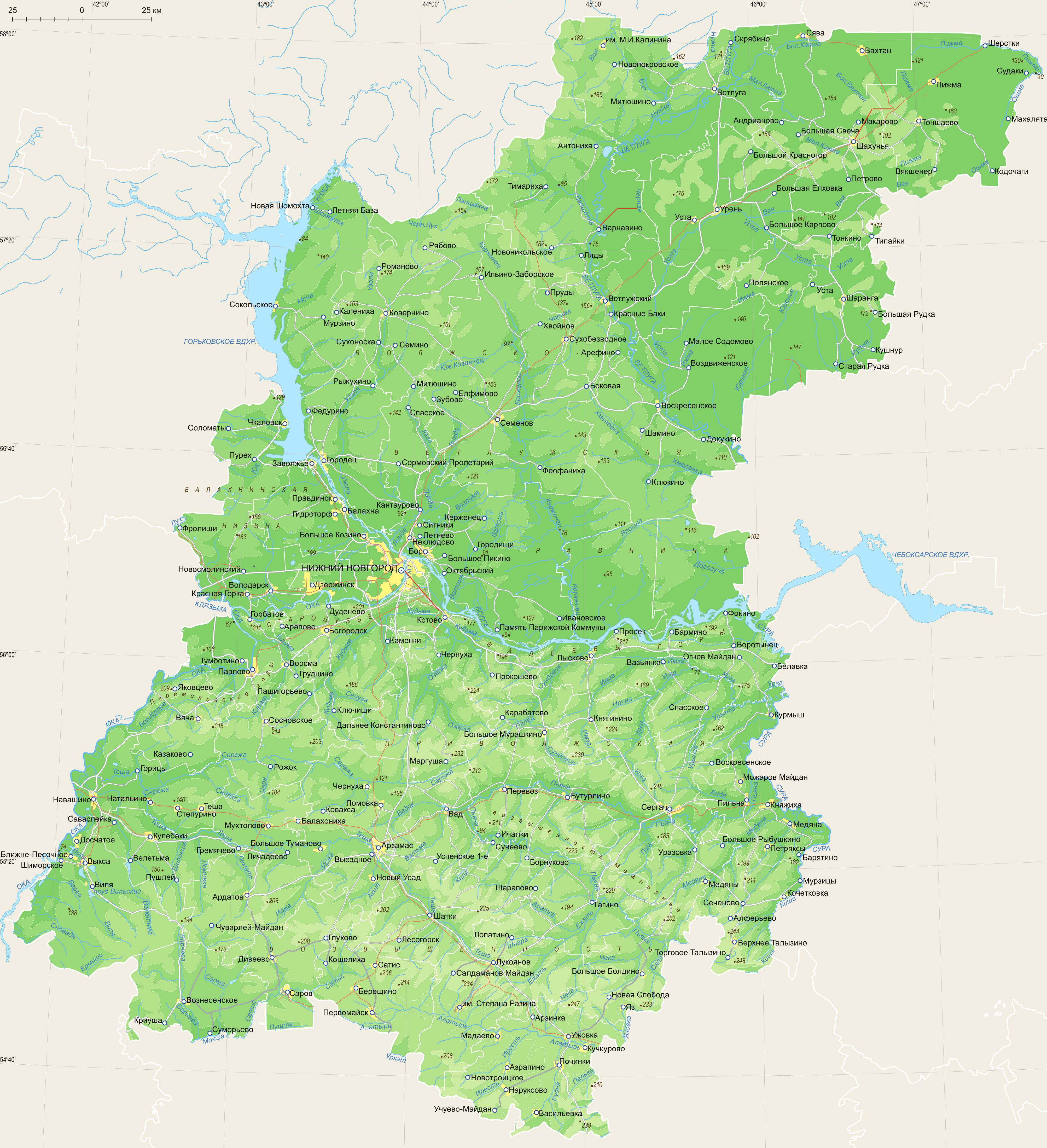 Карта Нижегородской области